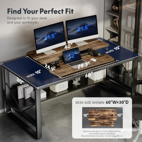 FLEXISPOT Standing Desk Converter 40" Wide Desk Riser for Multi-Device, Large Desktop Sit Stand Workstation for Dual Monitors, Ergonomic Height Adjustable Stand Up Desk Riser, Rustic Brown - Image 5