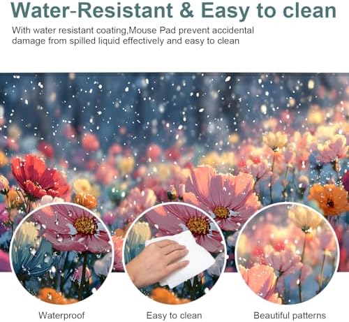 Spring Flowers Gaming Mouse Pad 31.5"x11.8" Large Extended Pad Desk Mat Anti-Slip Rubber Base & Durable Stitched Edges for Gamers Smooth Mouse Pad Writing Surface for Desk Office/Home - Image 5