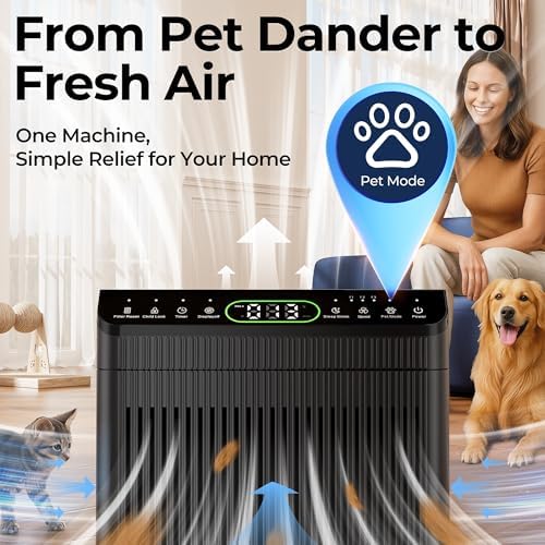 Air Purifier for Home Pet Up to 2200Ft² Pre-Filter Washable Black - Image 2