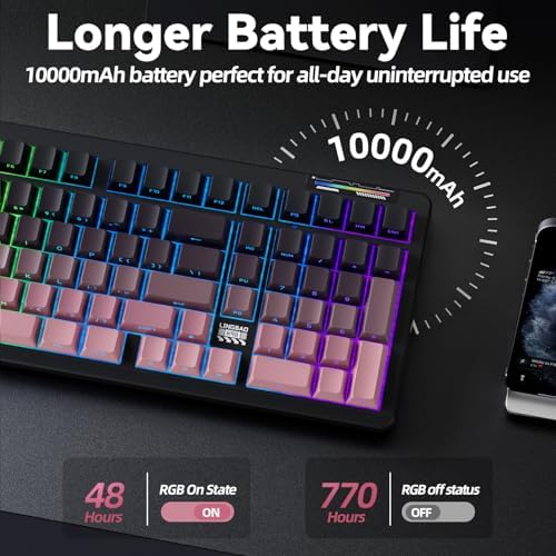LINGBAO K98 Wireless Mechanical Gaming Keyboard, Tri-Mode Gasket Hot Swap - Image 4