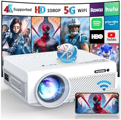 FUDONI Native 1080P WiFi Bluetooth Projector, Built-in Speaker, Portable by FUDONI