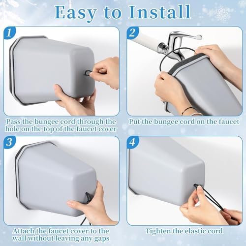 2 Pack 2026 Upgrade Extra Large Outdoor Faucet Cover for Winter Freeze Protection 8.5x7x5.5in Thick Plastic Foam Hose Bib Spigot Cover Winter Insulated with Reflective Strips (Gray) - Image 4