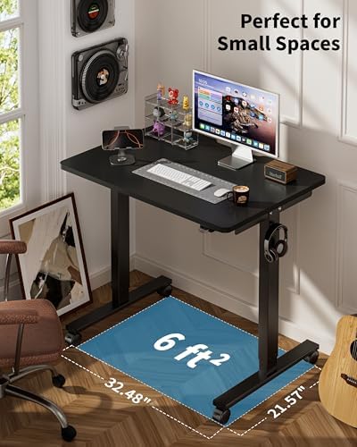 Okin Small Electric Standing Desk, 36 x 24 Inches Whole Piece Height Adjustable Desk, Black Sit to Stand Desks Computer Workstation with Wheels for Home Office - Image 7