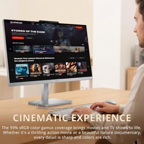 Lenovo All-in-One Desktop Computer, 8 GB RAM, 512 GB SSD, Windows 11 Pro, 23.8 Inch IPS FHD Display, Intel 4-Core Processor, Intel UHD Graphics, Wired Keyboard & Mouse, White - Image 4