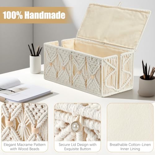Cable Management Box Handmade Macrame Cord Storage Organizer - Image 3