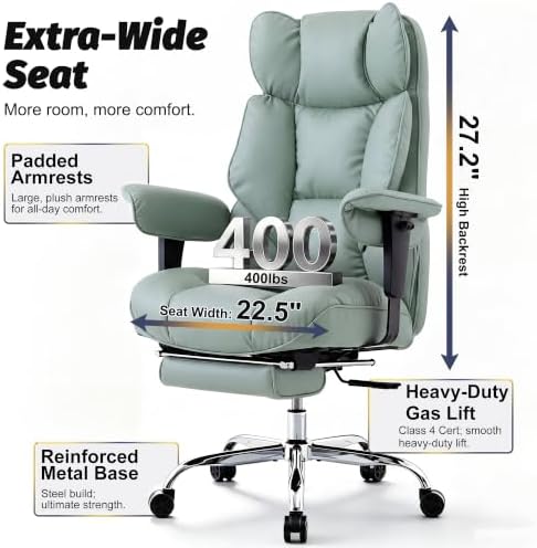 Efomao Executive Office Chair 400lbs,Green Big and Tall Desk Chair - Image 4