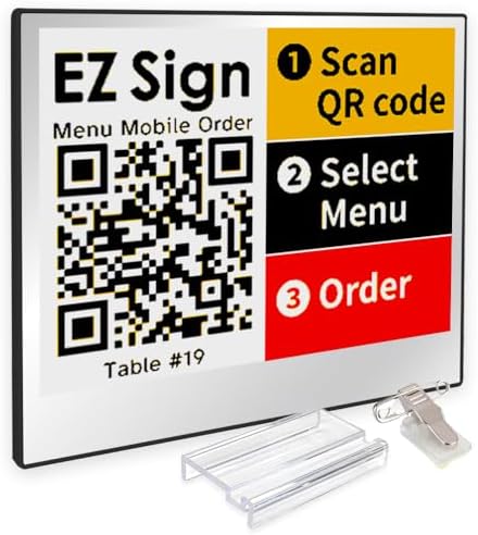 [Santek] EZ Sign NFC E-Paper Display – No Battery, Ultra-Thin 0.13”, Rewritable 4-Color Digital Display, App-Controlled (iOS/Android/PC), IP65 (Silver, 4.2 inch) by Santek