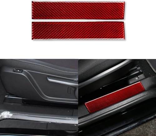 Real Soft Red Carbon Fiber Car Door Sill Plate Door Pedal Anti-Slip Strip Trim Sticker Auto Interior Decoration Accessories Compatible with Benz Smart 2016 2017 2018 2019 2020 2021(Near Seat) by PJFUS