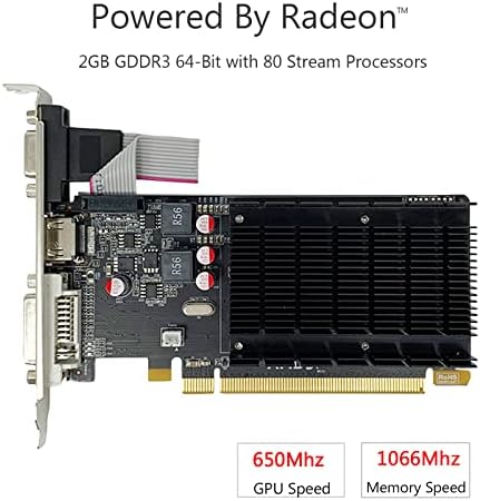 QTHREE Radeon HD 5450 Graphics Card,2GB,GDDR3,64 Bit,DVI,HDMI,VGA,SFF - Image 2
