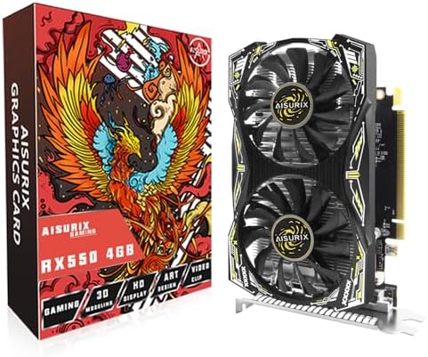 AISURIX RX 550 4GB Graphics Card GDDR5 128Bit Computer Video Card with HDMI/DVI Ports DirectX 12 PCI Express 3.0 X8 GPU Graphics Card for Gaming PC by AISURIX