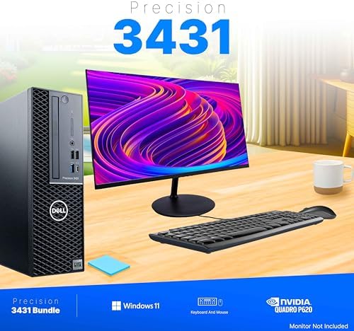 Dell Precision Workstation PC | Quadro P620 GPU - Editing & Design | Windows 11 Pro | Intel i5-9500 | 16GB RAM 1TB SSD | New 24" LCD | Home or Office Computer | WiFi 6 AX200 + BT (Renewed) - Image 5