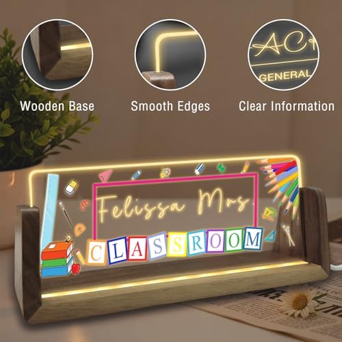 Desk Name Plate Personalized Custom Light Up Acrylic Plaque for Desk Customized Office Gifts for Coworkers Teacher Employee Office Decor for Women Men - Image 4