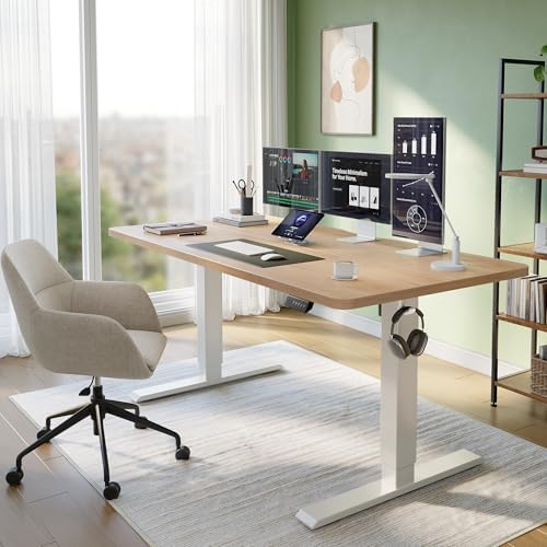 CubiCubi 48 x 24 Electric Standing Desk, Height Adjustable, Maple - Image 2