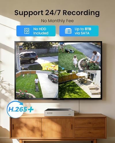 ZOSI 3K Lite 8CH Home Security Camera System Outdoor Indoor,AI Human/Vehicle Detection,Night Vision,H.265+ 5MP Lite 8 Channel CCTV DVR,8pcs 1080P 1920TVL Surveillance Bullet Cameras (No Hard Drive) - Image 2