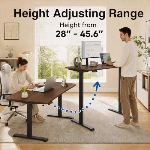 Grandder 63x32 Electric Standing Desk, Curved Walnut Desktop - Image 6