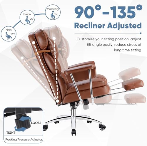 DUMOS Ergonomic Home Office Desk Chair, Executive Chair, PU Leather - Image 5