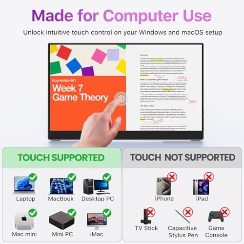 cocopar Portable Monitor Touchscreen 15.6 Inch 1080P FHD 90% sRGB Travel Monitor with Speaker HDMI USB-C Second Screen for Laptop MacBook Surface PC Xbox PS4/5, VESA Mountable, with Touchscreen - Image 6