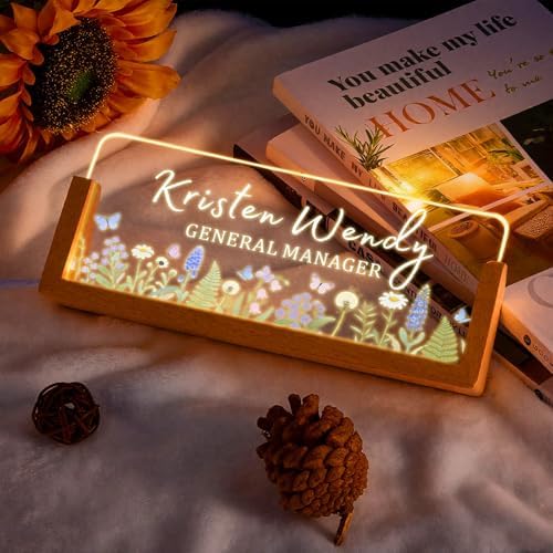 Ships Next Day, Custom Name Plate for Desk - Business Light Up Acrylic Desk Name Plate Personalized Elegant Office Gift for Boss Coworker Teacher Employee Appreciation Gift, Office Decor for Women Men - Image 3