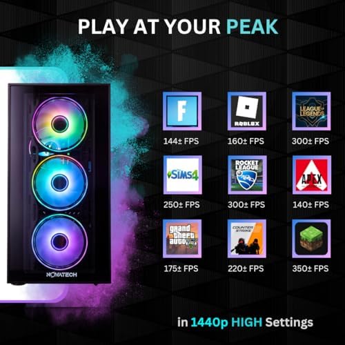 NOVATECH Titan Prebuilt Gaming PC Desktop Computer - RTX 5060 - Ryzen 5-1TB M.2 SSD - 16GB RAM WiFi/BT, Win 11 Pro - Gaming Computer Tower, Pre Built PC Gaming - 1 Year Warranty - Image 3