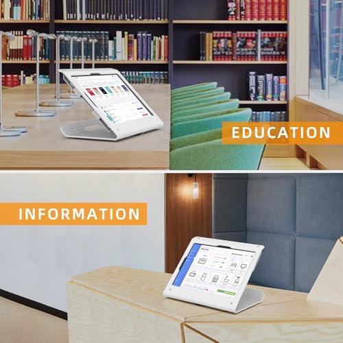 Tablet POS Stand - Heavy Duty Steel Kiosk Stand with 360° Swivel Base Anti-Theft Compatible with 10.9" iPad 10th, Pro 11" 1 2 3 4, Air 4 5, Air 11"(M2/M3/M4), iPad 11"(A16) - BSC102WA - Image 3