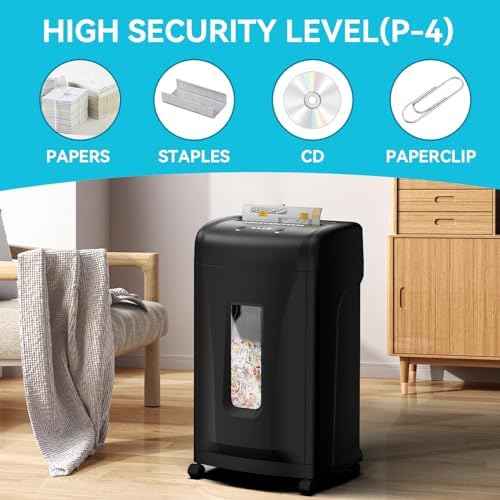 22-Sheet High Security Paper Shredder Heavy Duty Card Shredder Large Commercial with 9.24 Gallons Pullout Waste Bin - Image 2