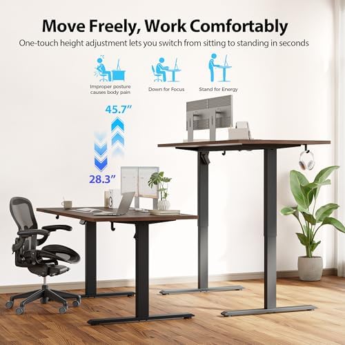 Agilestic 55*28 Inch Height Adjustable Electric Standing Desk, Dark Walnut - Image 4