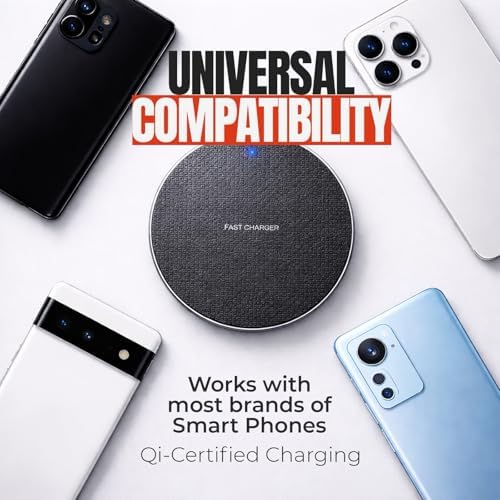 15W Wireless Charging Pad, Qi Compatible Wireless Charger for Smartphones, Fast Charging Non Slip Charger Mat with USB Cable for Desk, Office and Bedside - Image 4