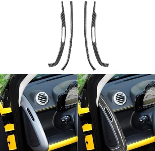 Real Black Carbon Fiber Car Dashboard Side Defogger AC Vent Outlet Panel Decorative Strip Trim Sticker Compatible with Benz Smart Fortwo 2011 2012 2013 2014 2015 Auto Interior Accessories 4pcs - Image 2