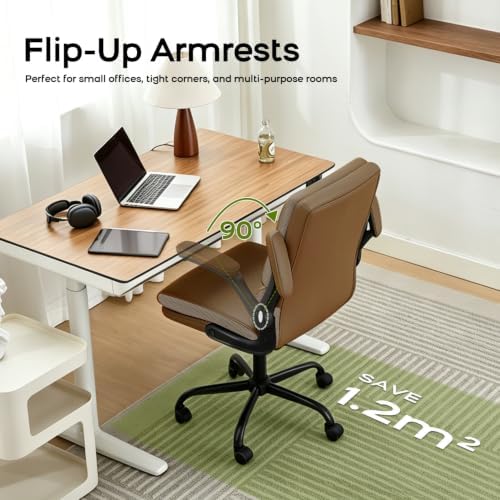 amseatec Home Office Desk Chair, Leather Flip-Up Armrests Comfy Task Chair - Image 6