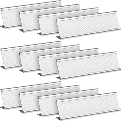 LEIFIDE 12 Pack 2x8 in Aluminum Name Plate Holder for Desk Office, Silver by LEIFIDE