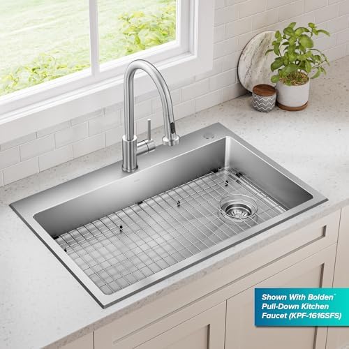 KRAUS Fairlane 33-inch ADA Compliant Drop In/Top Mount Single Bowl 18-Gauge Stainless Steel Kitchen Sink, KHT640-33-5.5 - Image 3