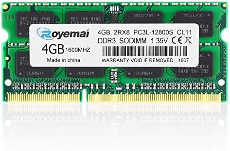 4GB DDR3 / DDR3L 1600MHz SODIMM RAM, Royemai PC3L-12800 2Rx8 1.35V 1.5V CL11 204-pin Notebook Laptop RAM Memory Module by DUOMEIQI