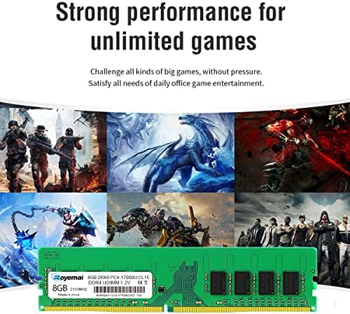 16GB (2x8GB) DDR4 17000U PC4 2133MHz UDIMM, DDR4-2133P PC4-17000 CL15 2Rx8 1.2V Non-ECC 288 Pin Desktop Memory Module Ram - Image 6