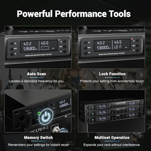 Phenyx Pro 4-Channel UHF Auto Scan Wireless Microphone System PTU-7000-4B - Image 6