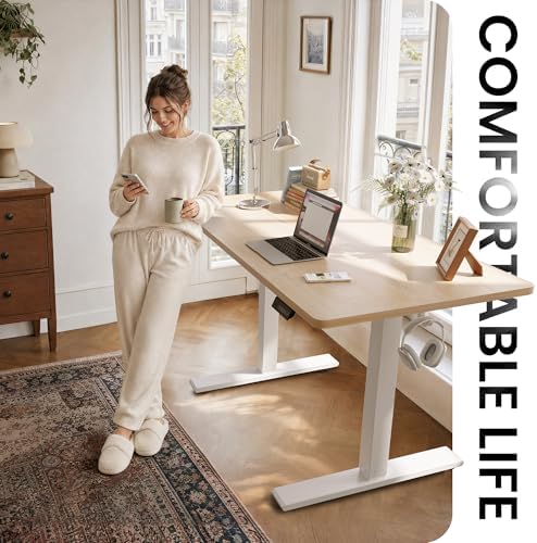 CubiCubi 48 x 24 Electric One-Piece Standing Desk, Maple - Image 3