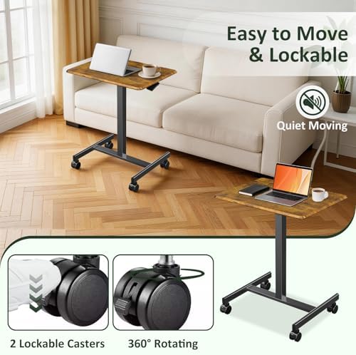 Mobile Standing Desk with Wheels, Small Rolling Desk Adjustable Height - Image 5