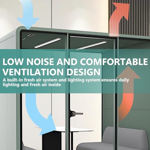 Office Sound Booth with Audio Privacy - Soundproof Recording Booth Includes Green Frame with Curved Corners,Soundproof Room with Light,Steel Plate Structure for Negotiation (90.55IN×70.27IN) - Image 5