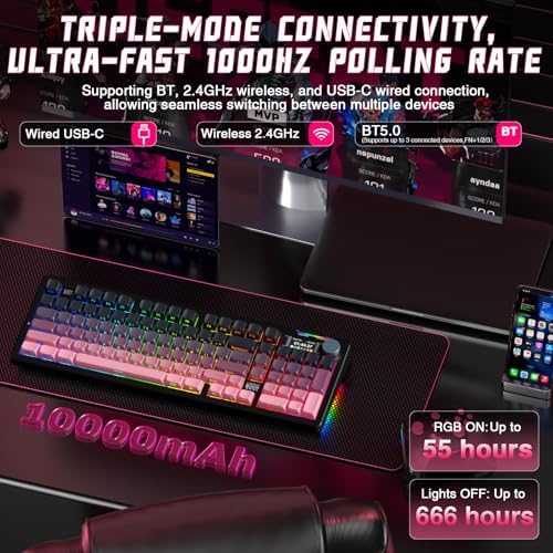 LINGBAO K98 PRO Wireless Mechanical Gaming Keyboard with Screen & Knob - Image 4