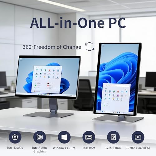 HIGOLEPC All-in-One 15.6" Desktop Computers, FHD 360°Adjustable Industrial Touchscreen Win 11 Pro N5095 Tablet Panel PC 8GB RAM 128GB ROM, HDMI 2.0 WiFi 5 Bluetooth 5.0 for Office/Automation/Kiosk - Image 2