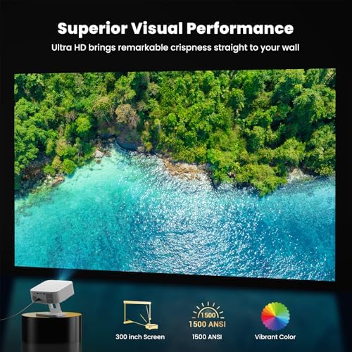 NICPOW 4K Outdoor Projector with Wifi and Bluetooth, Built-in Apps, Smart Projector with Auto Focus & Keystone, 1500 ANSI Lumens and 300" Movie Projector for Outdoor Use - Image 3