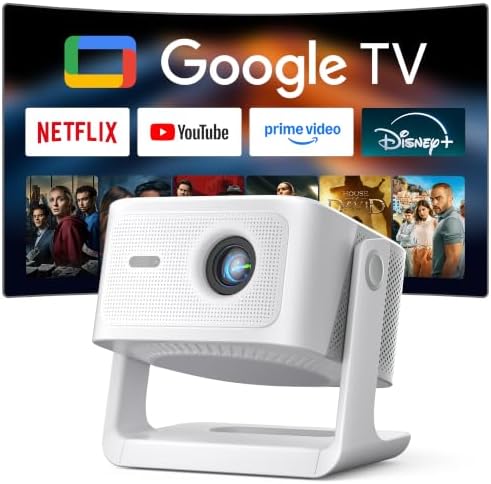【Google TV & 3500ANSI & 4K】Smart Projector with WiFi and Bluetooth, VISSPL AI Auto Focus & Auto Keystone Portable Outdoor Overhead Projector, Movie Home Theater Gaming Projectors for Bedroom Ceiling by VISSPLPROJECTOR