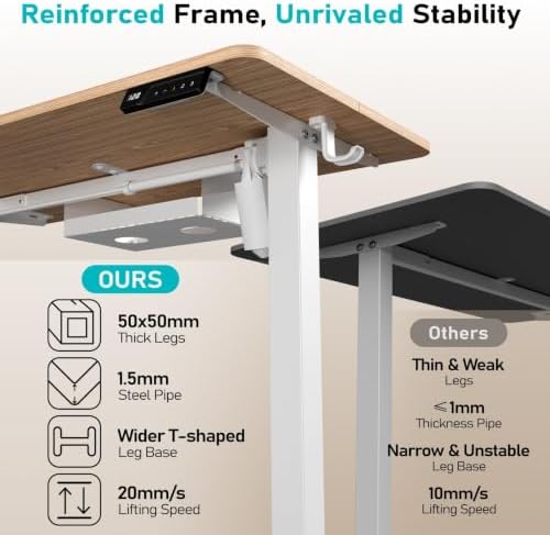 35" Electric Standing Desk, Small Sit Stand up Desk, Light Walnut - Image 5