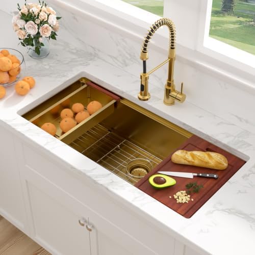 Sarlai 39 Undermount Kitchen Sink Gold Stainless Workstation Sinks 39"x19" - Image 3