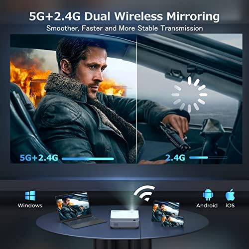 FUDONI Native 1080P WiFi Bluetooth Projector, Built-in Speaker, Portable - Image 3