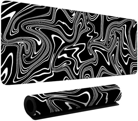 Black White Stripes Gaming Mouse Pad 31.5"x11.8" Large Extended Pad Desk Mat Anti-Slip Rubber Base & Durable Stitched Edges for Gamers Smooth Mouse Pad Writing Surface for Desk Office/Home by LEIWEIHOPE