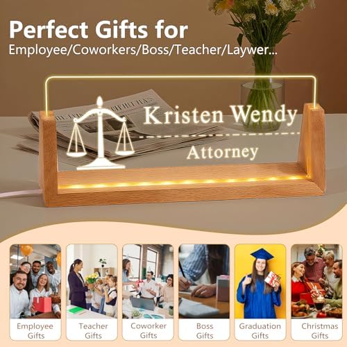 Ships Next Day, Custom Name Plate for Desk - The Lawyer Business Light Up Acrylic Desk Name Plate Personalized Lawyer Office Appreciation Gifts, Office Decor for Women Men - Image 5