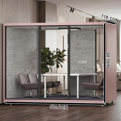 Soundproof Office Pod with 6 Person Glass Front (Pink) - Image 2