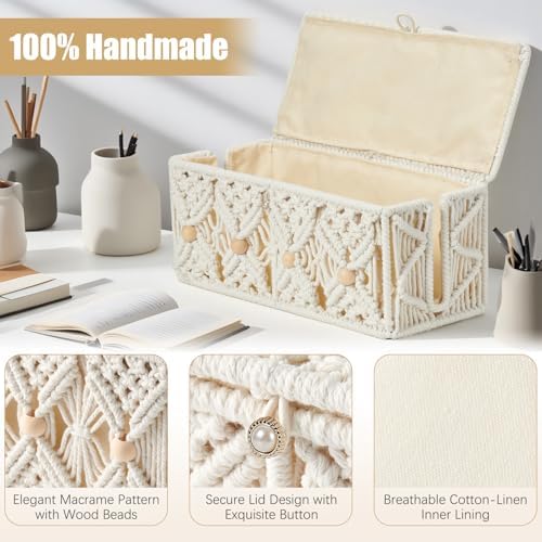 Cable Management Box Handmade Macrame Cord Storage Organizer - Image 3