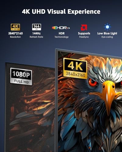 Yodoit Portable Monitor 19" 4K UHD QLED 144Hz 146% sRGB Travel Gaming Monitor Screen Display with USB Type C Port and Built-in Speakers Compatible with PC, Xbox Black - Image 3