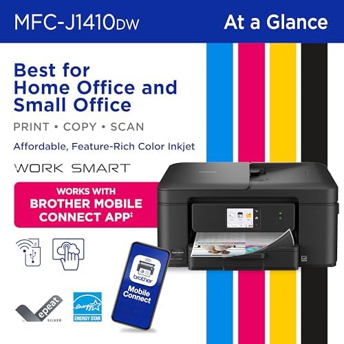 Brother Work Smart 1410 Wireless Color Inkjet All-in-One Printer with 2.7” Touchscreen and Automatic Duplex Printing | Includes Refresh Subscription Trial(1) (MFC-J1410DW) - Image 2